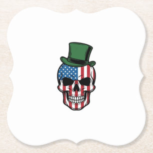 Vintage Shamrock Totenkopf Flagge Vektor Design_1 Untersetzer
