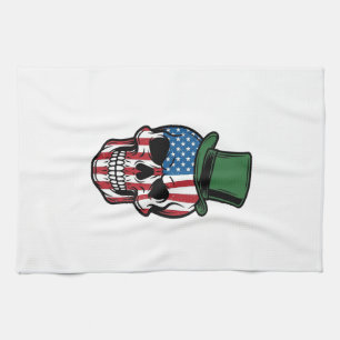 Vintage Shamrock-Totenkopf-Flagge Vektordesign_1 Geschirrtuch