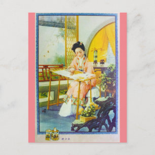 Vintage Shanghai China Retro-Werbung für Stickerei Postkarte