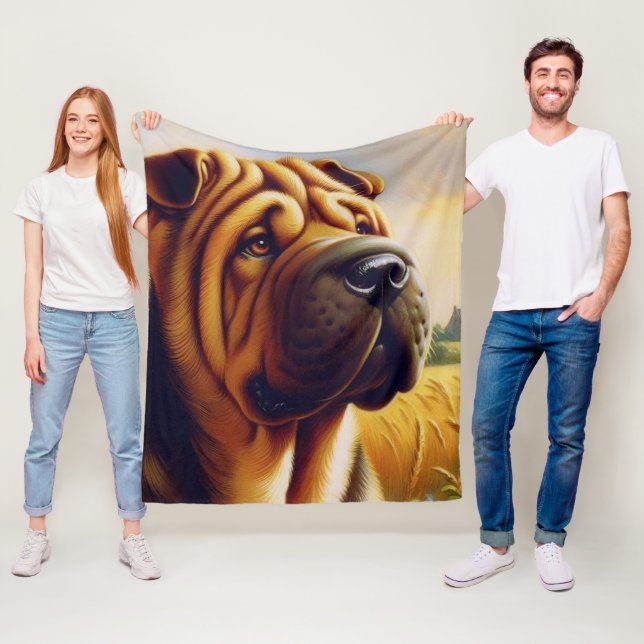 Vintage Shar-Pei-Malerei Fleecedecke (Beispiel)
