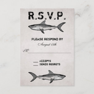 Vintage Shark ~ Ocean Strand Hochzeit RSVP Karte