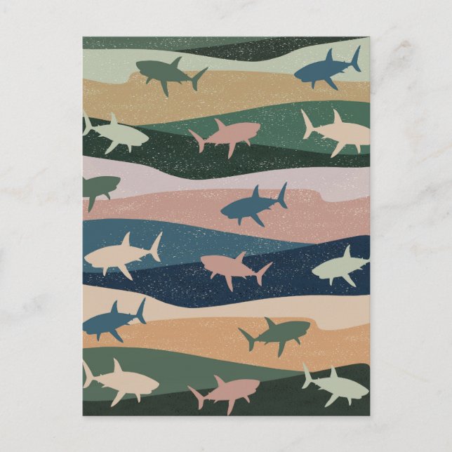 VINTAGE SHARK WAVE POSTKARTE (Vorderseite)