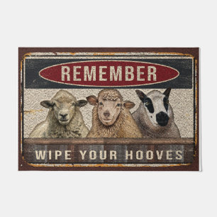 Vintage Sheep Doormat, Wipe Your Hooves Fußmatte