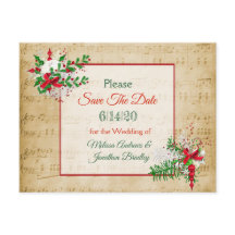Vintage Sheet Music Winter Save the Date Postkarte