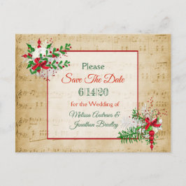 Vintage Sheet Music Winter Save the Date Postkarte