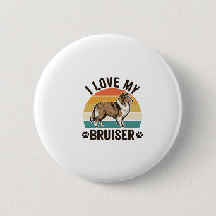 Vintage Sheltie Hund Ich liebe meinen Bruiser Retr Button
