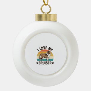 Vintage Sheltie Hund Ich liebe meinen Bruiser Retr Keramik Kugel-Ornament