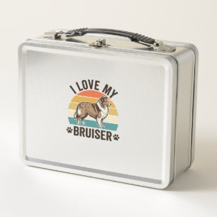 Vintage Sheltie Hund Ich liebe meinen Bruiser Retr Metall Brotdose