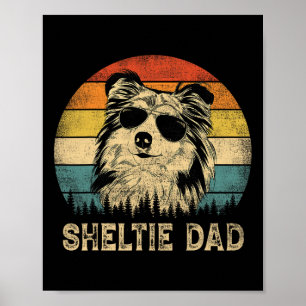 Vintage Sheltie Papa Hunde Liebhaber Vatertag Tee Poster