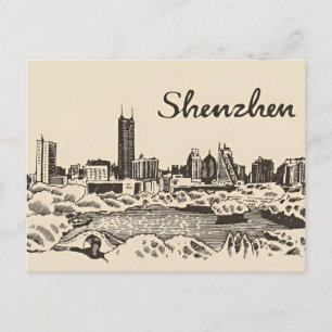 Vintage Shenzhen China Chinesisch Reisen Wasserfar Postkarte
