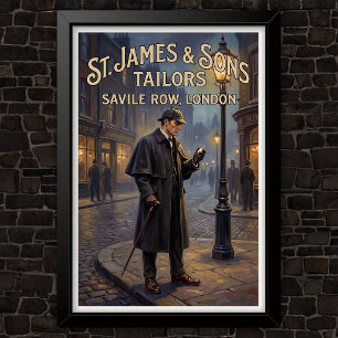 Vintage Sherlock Holmes Werbung Poster