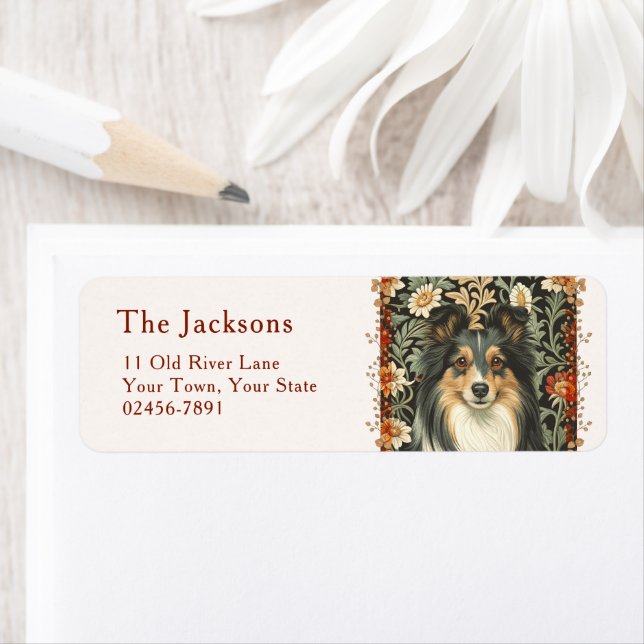 Vintage Shetland Sheepdog Sheltie Floral (Insitu)