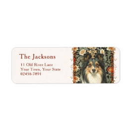 Vintage Shetland Sheepdog Sheltie Floral