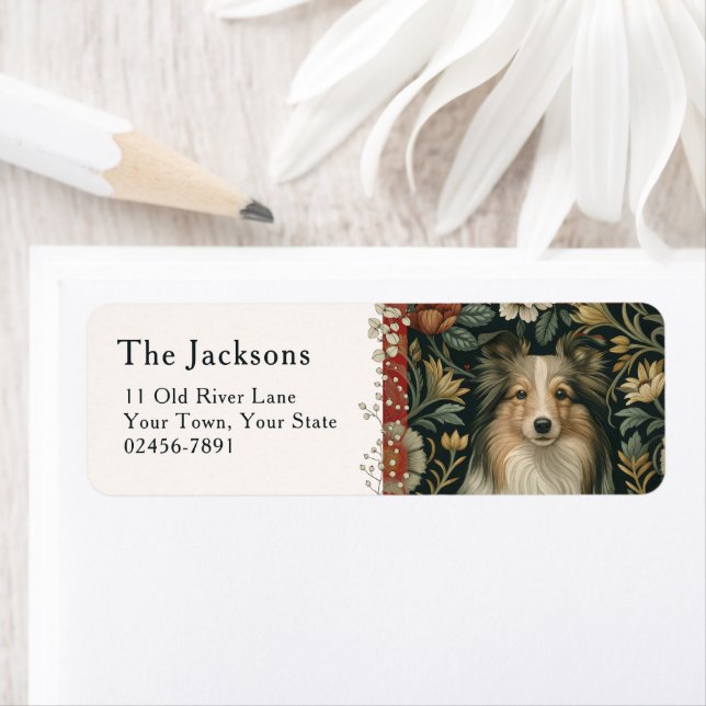 Vintage Shetland Sheepdog Sheltie Floral (Insitu)