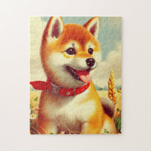 Vintage Shiba Inu Malerei Puzzle