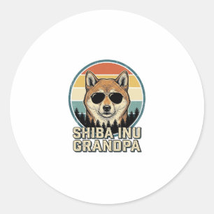 Vintage-Shiba-Inu-Opa-Hund-Shirt-Design_1 Runder Aufkleber