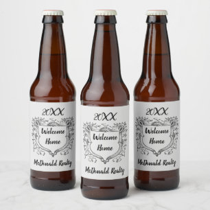 Vintage Shield Real Estate Willkommen daheim Realt Bierflaschenetikett