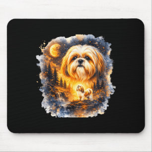 Vintage-Shih-Tzu-Heulende-Mond-Kunst im 90er-Stil Mousepad