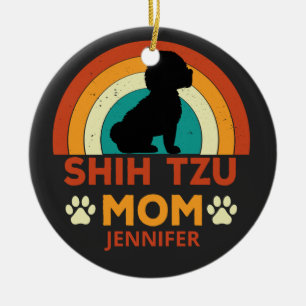 Vintage Shih Tzu Hundemutter Sonnenuntergang Perso Keramik Ornament