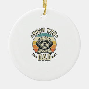 Vintage-Shih-Tzu-Vater-Hunde-Liebhaber-Shirt-Desig Keramik Ornament