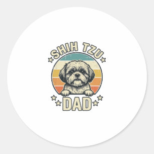 Vintage-Shih-Tzu-Vater-Hunde-Liebhaber-Shirt-Desig Runder Aufkleber