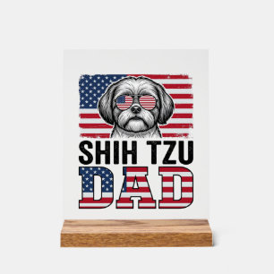 Vintage-Shih-Tzu-Vater-patriotisches-Hunde-Shirt-D Acrylschild