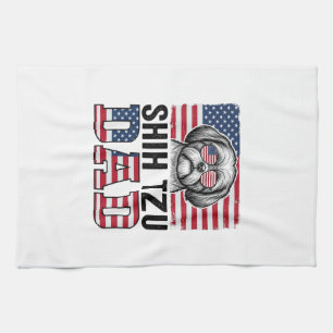 Vintage-Shih-Tzu-Vater-patriotisches-Hunde-Shirt-D Geschirrtuch