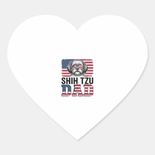 Vintage-Shih-Tzu-Vater-patriotisches-Hunde-Shirt-D Herz-Aufkleber