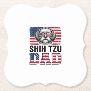 Vintage-Shih-Tzu-Vater-patriotisches-Hunde-Shirt-D Untersetzer