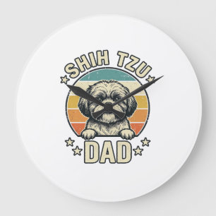 Vintage-Shih-Tzu-Vati-Hunde-Liebhaber-Shirt-Design Große Wanduhr