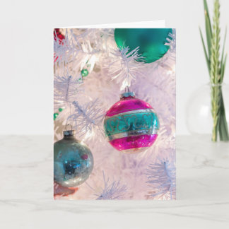 Vintage Shiny Brite Christbaumschmuck auf Weißer T Karte