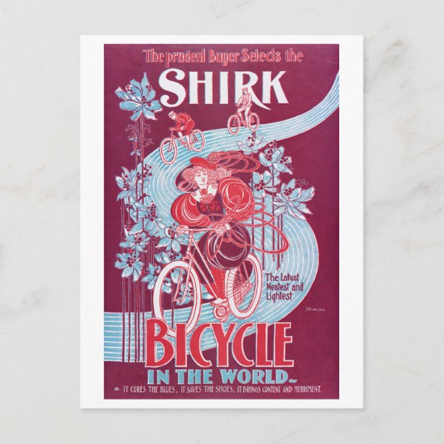 Vintage Shirk-Fahrradwerbung Postkarte (Vorderseite)