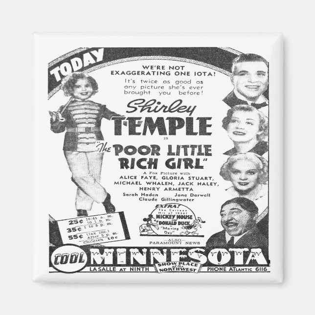 Vintage Shirley Temple Filmwerbung Kühlschrankmagn Magnet (Vorne)