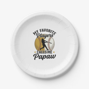 Vintage-Shirt Baseball Papaw Lieblingsspieler Pappteller