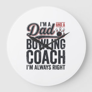 Vintage-Shirt-Design: Dad Bowling Coach hat immer Große Wanduhr