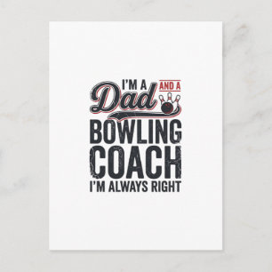 Vintage-Shirt-Design: Dad-Bowling-Coach hat immer Postkarte