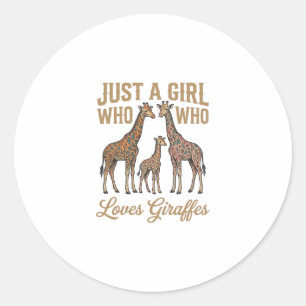 Vintage-Shirt-Design für Mädchen, das Giraffen lie Runder Aufkleber