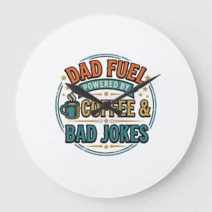 Vintage-Shirt-Design mit Papa-Treibstoff Kaffee un Große Wanduhr
