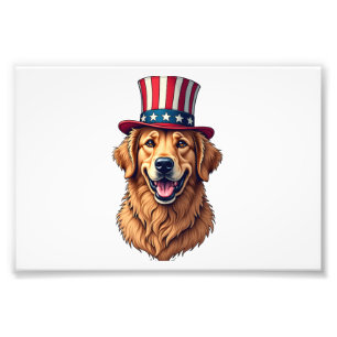 Vintage-Shirt Golden Retriever zum vierten Juli 4 Fotodruck