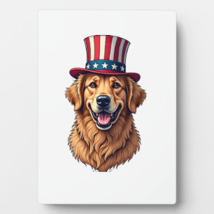 Vintage-Shirt Golden Retriever zum vierten Juli 4 Fotoplatte