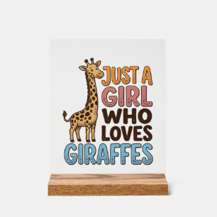 Vintage-Shirt: Nur ein Mädchen, das Giraffen liebt Acrylschild