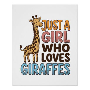 Vintage-Shirt: Nur ein Mädchen, das Giraffen liebt Poster