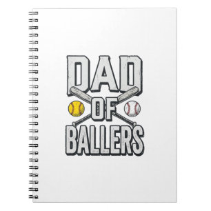 Vintage-Shirt Papa der Baller Softball und Basebal Notizblock