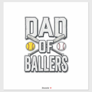 Vintage-Shirt Papa der Ballerinas Softball und Bas Aufkleber