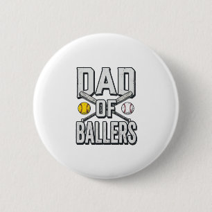 Vintage-Shirt Papa der Ballerinas Softball und Bas Button