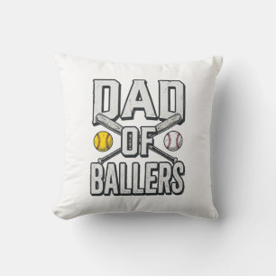 Vintage-Shirt Papa der Ballerinas Softball und Bas Kissen