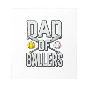 Vintage-Shirt Papa der Ballerinas Softball und Bas Notizblock