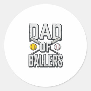 Vintage-Shirt Papa der Ballerinas Softball und Bas Runder Aufkleber