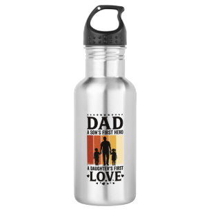 Vintage-Shirt Vater Sohn Erster Held Tochter Erste Edelstahlflasche