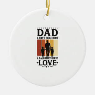 Vintage-Shirt Vater Sohn Erster Held Tochter Erste Keramik Ornament